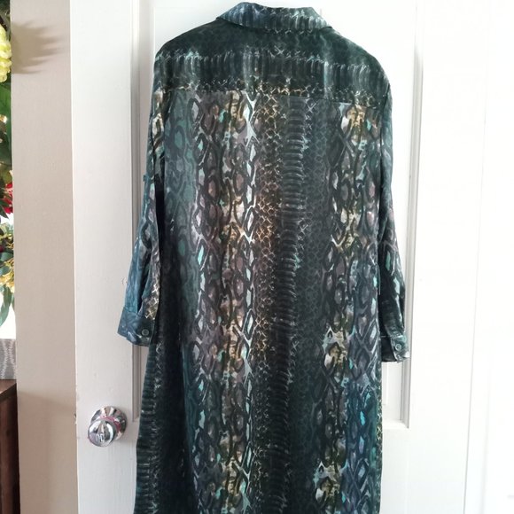 DKNY snake skin button-down dress with belt - Picture 2 of 6